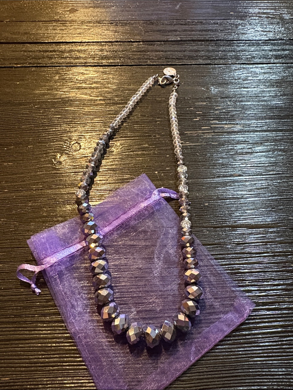 White House Black Market Faceted Bead Necklace with Silver Accents